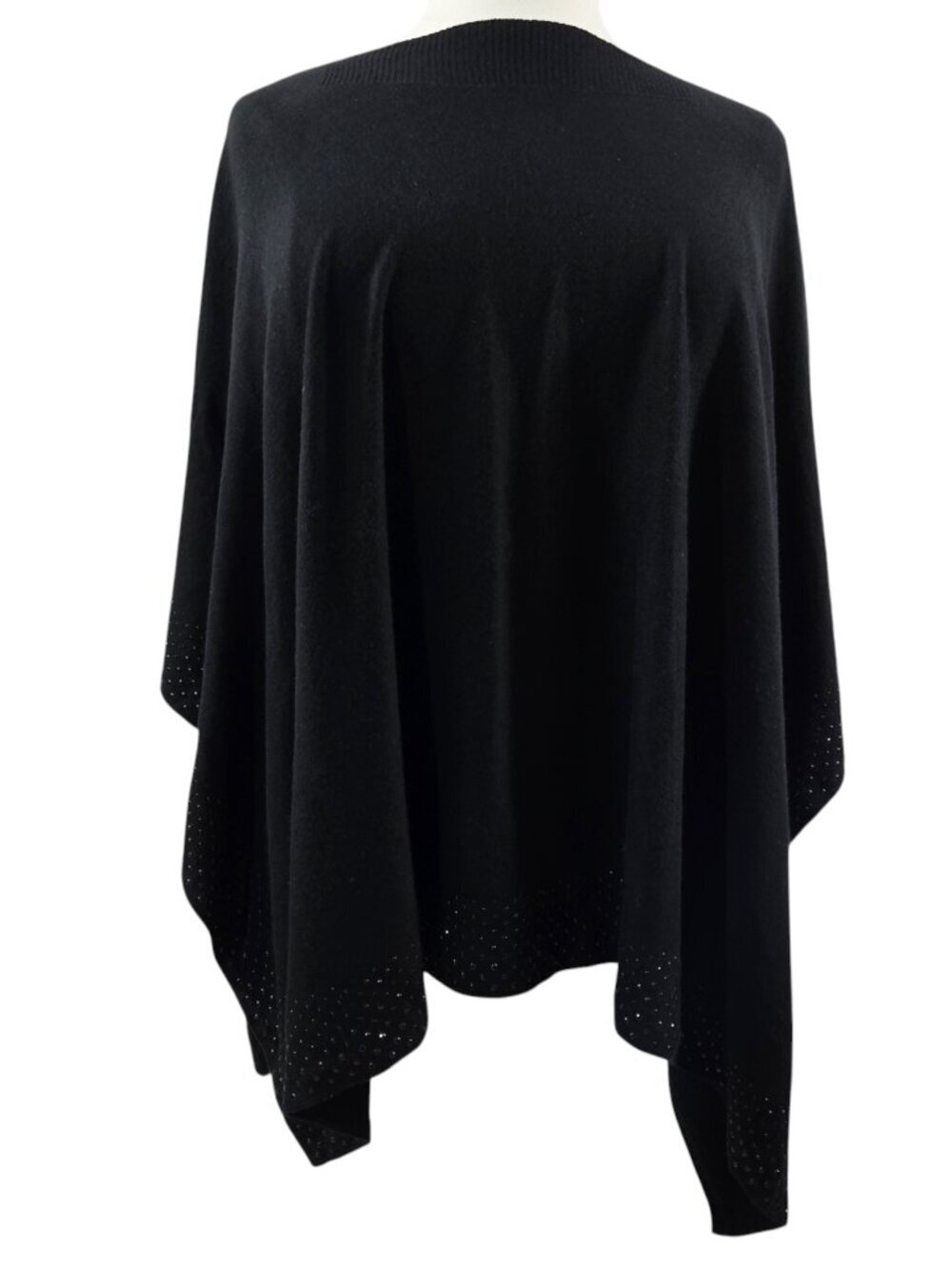 Chico's NWT Black Bateau Neck Embellished Beaded Border Poncho No Armholes